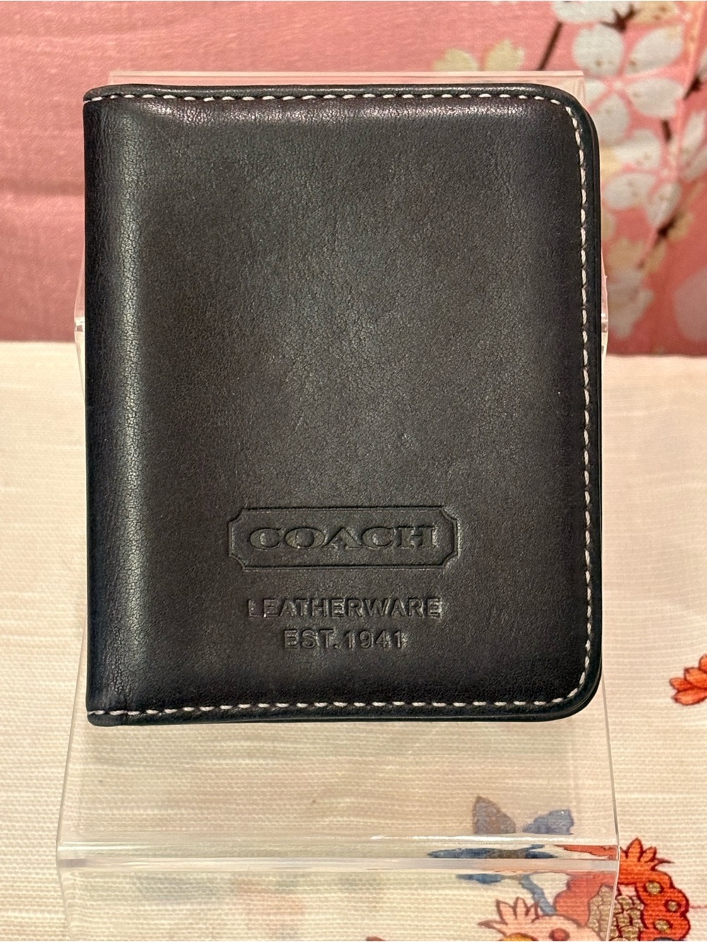 Coach Box Smooth Leather ID Card Holder Deep Plum Purple